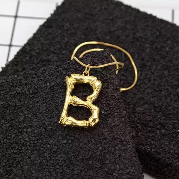 Blogger Fav Gold Bamboo Pendant Alphabet Necklace - Picture 5 of 7